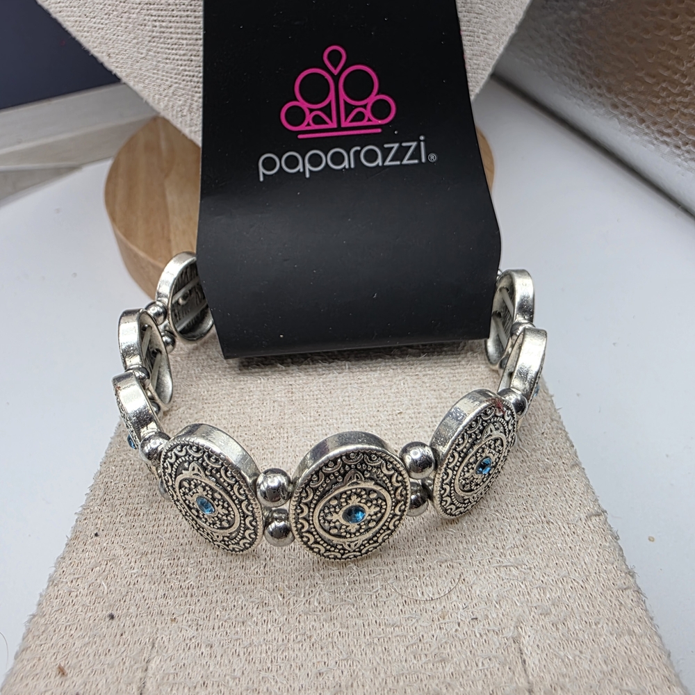 Paparazzi Silver Bracelet with Blue Accents (518)